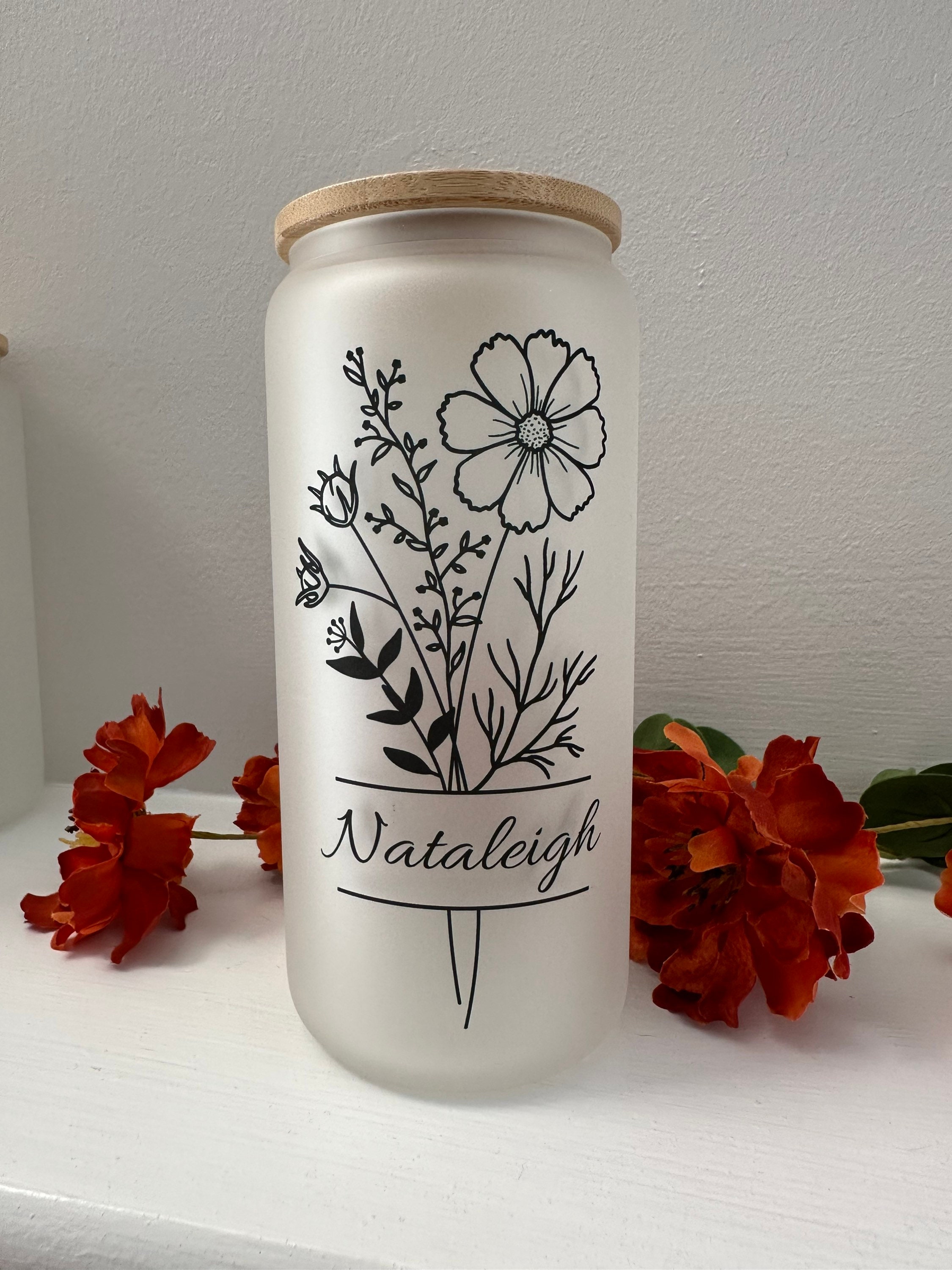 Birth Month Flower Glass Can Tumbler – With Love Boss Lady
