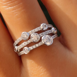 RainDrop Ring, Bezel Set Bubble Inspire Ring, Cluster Moissanite Gold Ring, Cocktail Ring, Ring for women, Anniversary ring for Her
