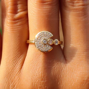 Dainty Gold Anniversary Ring / 14K Solid Gold Stackable Ring / Unique Moissanite Stacking Ring / Minimal Gift Ring / Promise Minimalist Ring