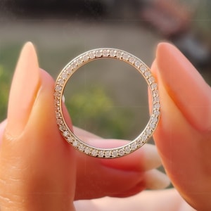 1.70mm Two Sided Micropavé Moissanite Diamond Full Eternity Wedding Band / 14K Gold Plain Gold Thin Wedding Ring For Women / Gift For Her