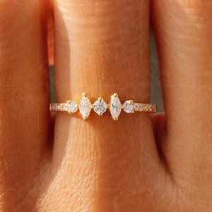 14k Gold Dainty Stacking ring / Stackable Wedding Ring / Moissanite Promise Ring / Simple Minimalist Ring / Wedding Band / Gift for Her