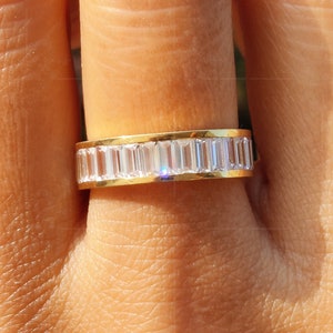 Full Eternity Baguette Wedding Band / 14K Gold Channel Set Baguette Moissanite Ring / Women Wedding Band / Anniversary Ring / Bridal Jewelry