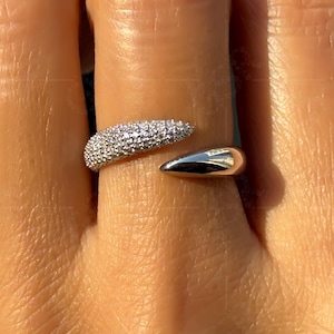 Open Claw Spiral Wrap Statement Ring, Moissanite Pave Open Cuff Rings For Women, Finger Wrap Anniversary Ring