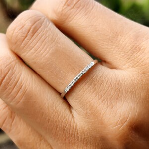 Round Lab Diamond Anniversary Ring, 14K Gold Stackable Women Ring, Delicate Gold Wedding Band, lab grown diamond Matching Band, Gift for Her