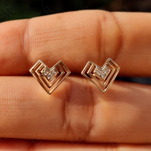 Heart Shape Earrings For Women, 14K Gold Bridesmaid Gifts Earrings, Moissanite Stud Earrings, Wedding Anniversary Earrings, Gift For Her