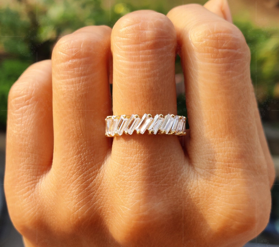 Full Eternity Baguette Diamond Wedding Band / 14K Gold Baguette ...