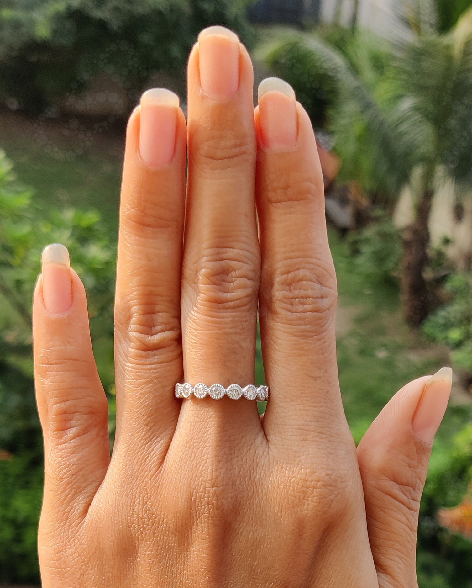 Bubbles 3.50 Mm Bezel Moissanite Vintage Women Wedding Band