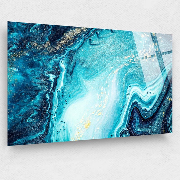 Turquoise Water Abstract Large Art Etsy
