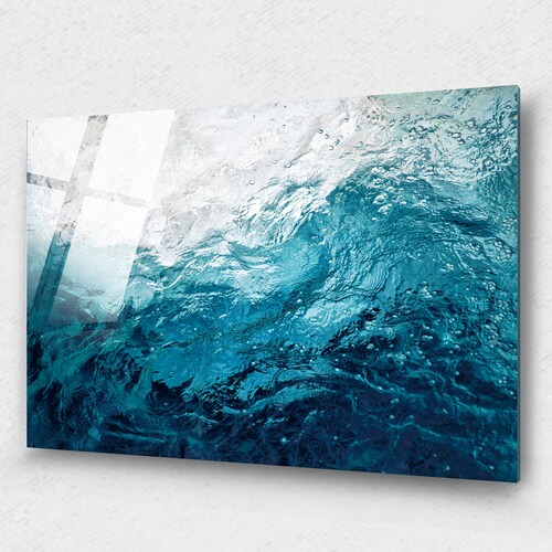 Tempered Glass Wall Artocean Wall Arthome Decorocean Wave Etsy