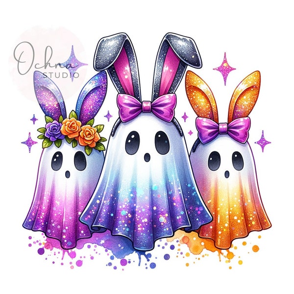 Ghost Easter Bunny PNG, Cute Ghosts, Spooky Easter Clipart, Funny Easter, Easter Sublimation, Shirt Sublimation, Digital Download PNG