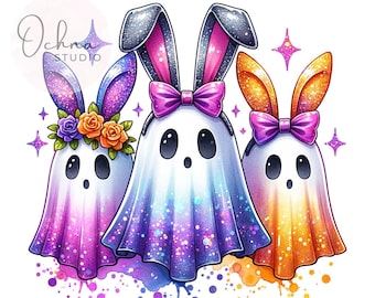 Ghost Easter Bunny PNG, Cute Ghosts, Spooky Easter Clipart, Funny Easter, Easter Sublimation, Shirt Sublimation, Digital Download PNG