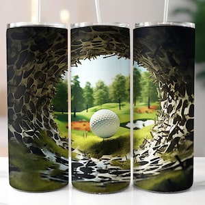 3D Golf Crack Wall Tumbler Wrapped, Golf Balls Tumbler Sublimation Design, 20oz Skinny Tumbler, 3D Tumbler Wrap, Digital Download