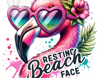 Resting Beach Face PNG, Funny Flamingo Clipart, Flamingo Png, Sassy Flamingo PNG,Sublimation Designs, Digital Download PNG