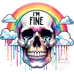 I&#39;m Fine Skeleton PNG, Snarky Skeleton Png, Sarcastic Png, Skeleton Clipart, Sublimation Designs, Digital Download PNG