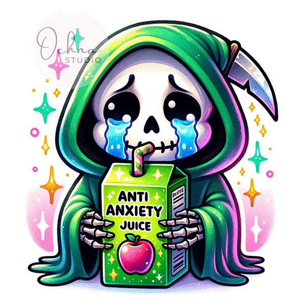 Anti Anxiety Juice PNG, Anxiety Skeleton Sublimation, Antisocial Png, Anxious Grim Reaper Clipart, Sublimation Design, Digital Download PNG