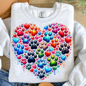 Colorful Paws PNG, Dog PNG, Colorful Png, Paw Png, Heart Png, Dog Mama Png, Dog Lover Png, Shirt Sublimation Design, Digital Download PNG