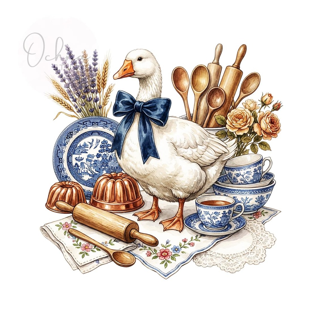 Vintage Goose Kitchen Shelf Art, Grandma Core, Grandmacore Goose PNG ...