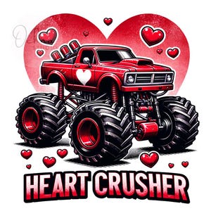 Heart Crusher PNG, Valentine Monstertruck, Valentinstag Png, Valentinstag Png, Valentinstag Sublimation, Sublimation, digitaler Download PNG