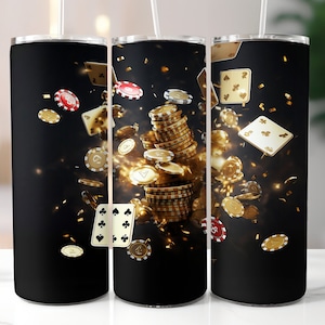 3D Playing Cards Tumbler Wrapped,  Casino 3D Tumbler Sublimation Design, 20oz Skinny Tumbler, Tumbler PNG, 3D Tumbler Wrap, Digital Download