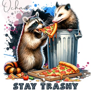 Stay Trashy PNG, Imágenes Prediseñadas de mapache y zarigüeya, Png sarcástico, Imágenes Prediseñadas de zarigüeya, Diseño de sublimación, Descarga digital PNG