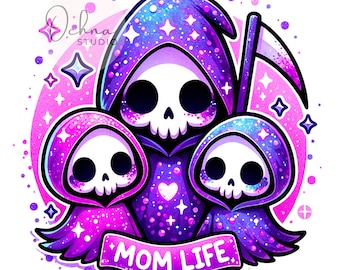 Mom Life PNG, Grim Reaper Skeleton Mom Clipart, Mom Skull PNG Design, Mothers Day Clipart Designs, Shirt Sublimation, Digital Download PNG