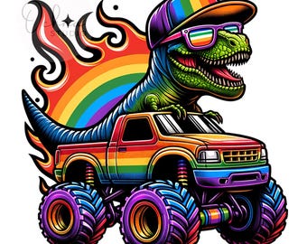 T レックス モンスター トラック、T レックス PNG、恐竜、恐竜 PNG、モンスター トラック PNG、恐竜大型トラック、昇華、デジタル ダウンロード PNG