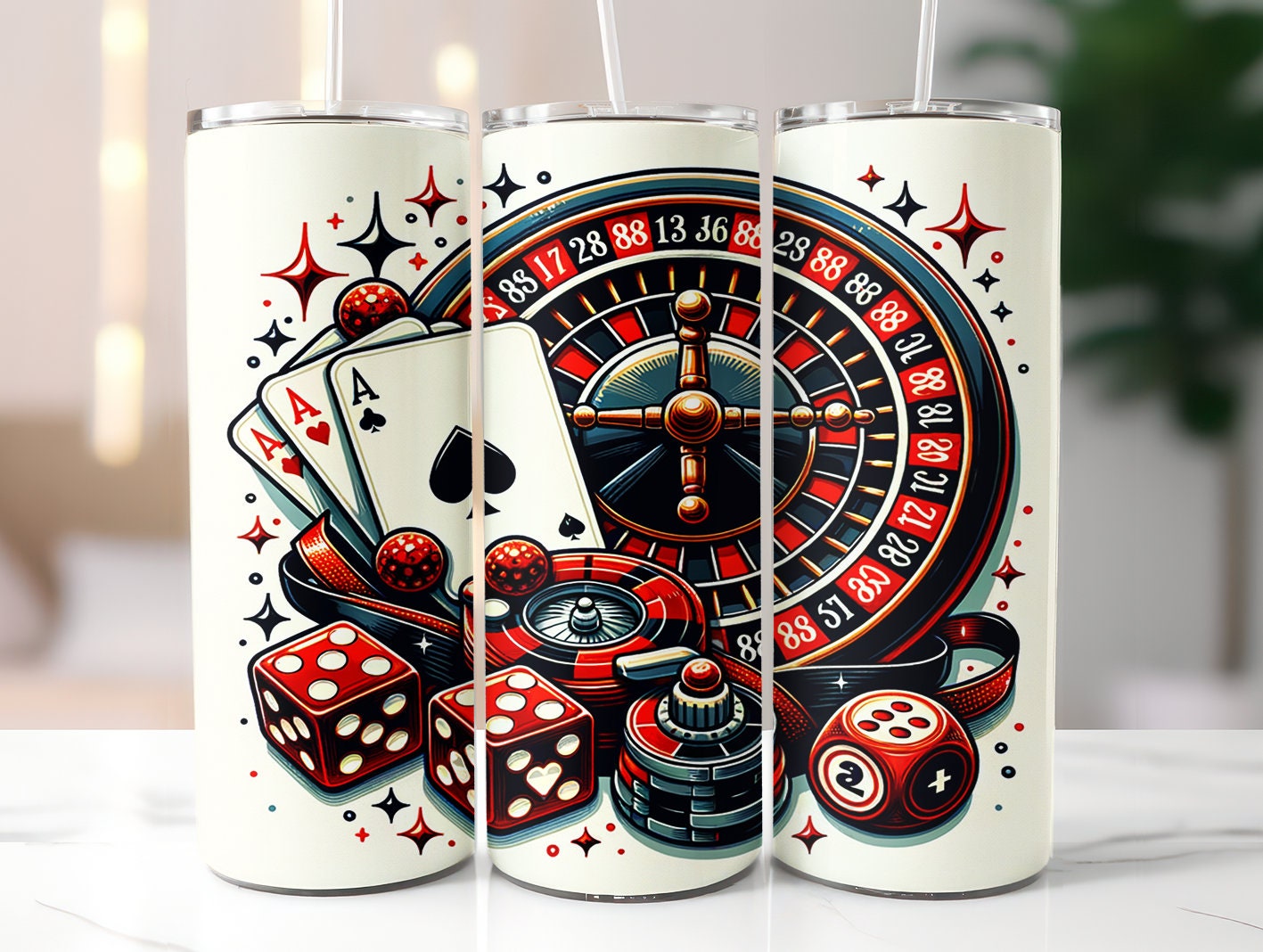 3D Playing Cards Tumbler Wrapped,  Casino 3D Tumbler Sublimation Design, 20oz Skinny Tumbler, Tumbler PNG, 3D Tumbler Wrap, Digital Download