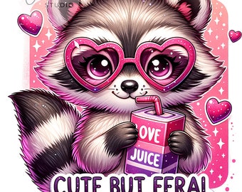 Cute But Feral Raccoon PNG, Funny Juice Clipart, Snarky Wasbeer, Funny Wasbeer PNG, Clipart wasbeer, sublimatieontwerp, digitale download, png