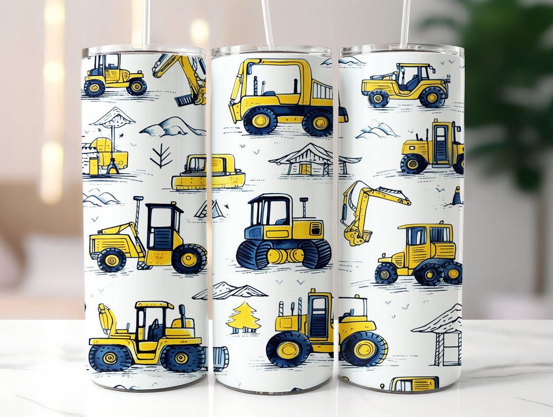 Construction Vehicles Tumbler Wrap Tractors Trucks Tumbler Etsy