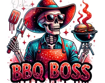 BBQ Boss Skeleton PNG, Grilling Skeleton Png, Fathers Day PnG, 4th of July Skeleton,Sublimation Designs, Digital Download PNG