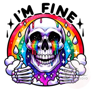 I&#39;m Fine Skeleton PNG, Snarky Skeleton Png, Sarcastic Png, Skeleton Clipart, Sublimation Designs, Digital Download PNG