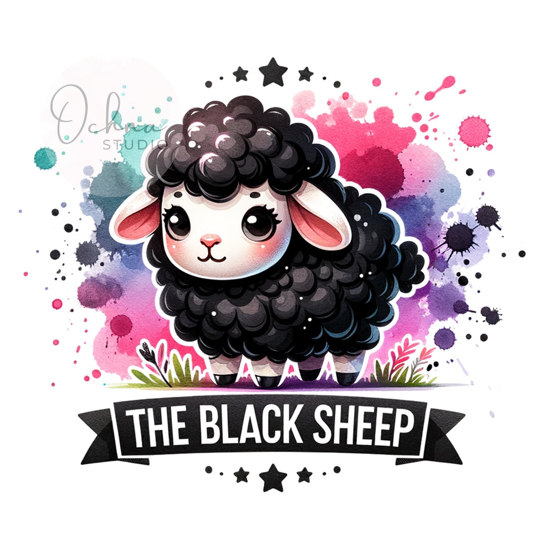 The Black Sheep PNG, Cute Sheep Clipart, Lamb Black Sheep Cute, Sheep Png, Sublimation Designs, Digital Download PNG
