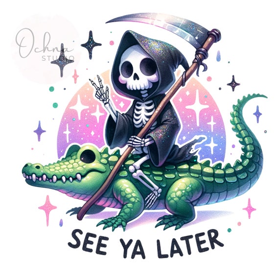 Alligator PNG, See Ya Later Alligator PNG, Snarky Skeleton, Alligator Skeleton, Sarcastic Skeleton, Sublimation Design, Digital Download PNG