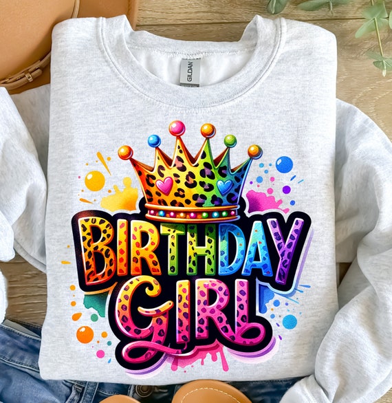 Birthday Girl PNG, Birthday, Colorful Png, Leopard PNG, Happy Birthday, Trendy Png, T-Shirt Design, Sublimation Design, Digital Download PNG