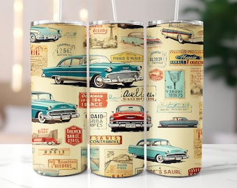 3D Muscle Classic Cars, Vintage Car Signs Tumbler Wrap, Tumbler Sublimation Design, 20oz Skinny Tumbler, 3D Tumbler Wrap, Digital Download