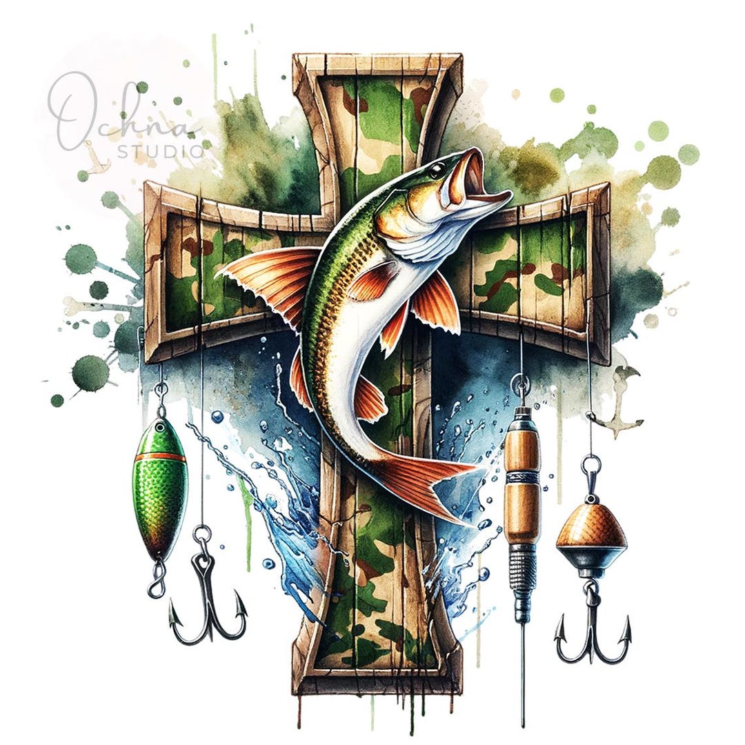 Camo Cross Fishing PNG, Christian Fishers of Men Png, Bible Nature ...