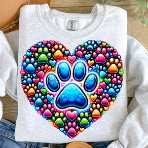 Colorful Paws PNG, Dog PNG, Colorful Png, Paw Png, Heart Png, Dog Mama Png, Dog Lover Png, Shirt Sublimation Design, Digital Download PNG