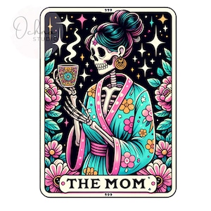 A Mãe Engraçada Carta De Tarô PNG, Esqueleto De Mulher, Witchy Vibes Skull Mama, Sassy Witchy, Carta De Tarô PNG, Sublimação De Camisa, Download Digital PNG
