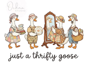 Just A Thrifty Goose Png, Grandma Goose Png, Silly Thrifting PNG, Coquette Second Hand Shopping, Goose Png, Digital Download PNG