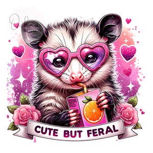Cute But Feral Raccoon PNG, Funny Juice Clipart, Snarky Raccoon, Funny Raccoon PNG,Raccoon Clipart, Sublimation Design, Digital Download PNG