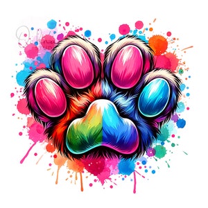 Colorful Paws PNG, Dog PNG, Colorful Png, Paw Png, Dog Paws, Dog Mama Png, Dog Lover Png, Shirt Sublimation Design, Digital Download PNG