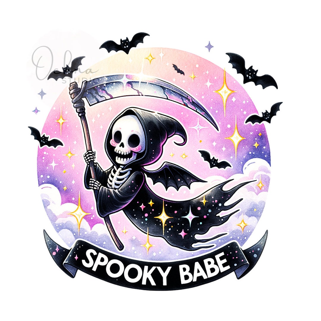 Spooky Babe PNG, Spooky Summer Skeleton Clipart, Halloween Grim Reaper ...