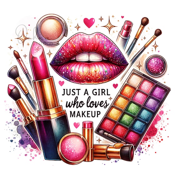 Just A Girl Who Loves Makeup PNG, Cosmetics Png, Makeup Artist Png, Trendy Png, T-Shirt Design, Sublimation Design, Digital Download PNG