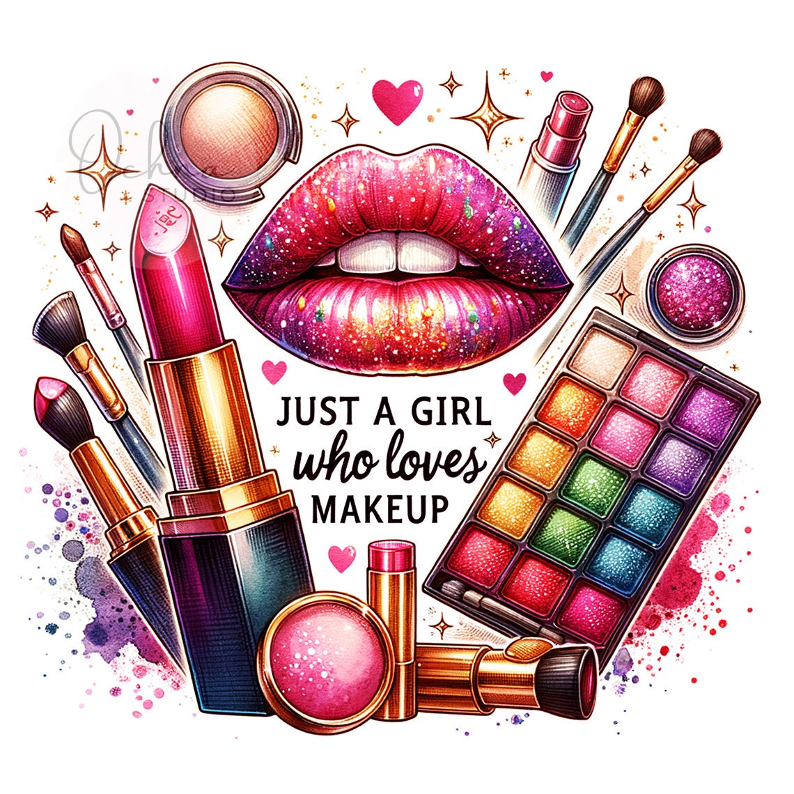 Just A Girl Who Loves Makeup PNG, Cosmetics Png, Makeup Artist Png, Trendy Png, T-Shirt Design, Sublimation Design, Digital Download PNG