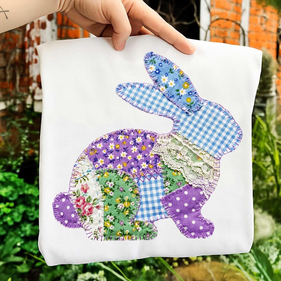 Patchwork Rabbit Oc Floral Bunny Patchwork PNG, Easter Patchwork Bunny Png, Trendy Easter ...