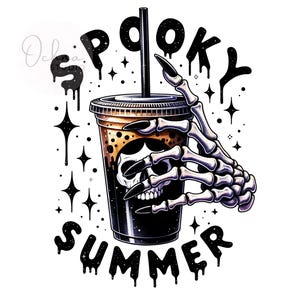 Spooky Summer PNG, Summer Vibes Skeleton Clipart, Coffee Lover, Coffee Snarky Skeleton, Iced Coffee PNG,Sublimation, Digital Download PNG