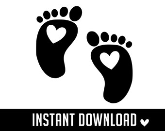 Baby Footprint Hearts PNG, Baby Feet SVG, Babyfootprint, Babyfootprint PNG, Svg Cut File, Cricut and Silhouette Cut Files, Digital Download