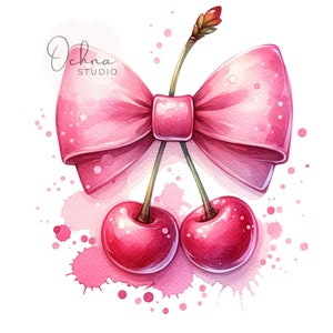 Coquette Cherry PNG, Cherries Sublimation Design, Cherry Clipart, Cherries with Bow, Sublimation Design, Digital Download PNG