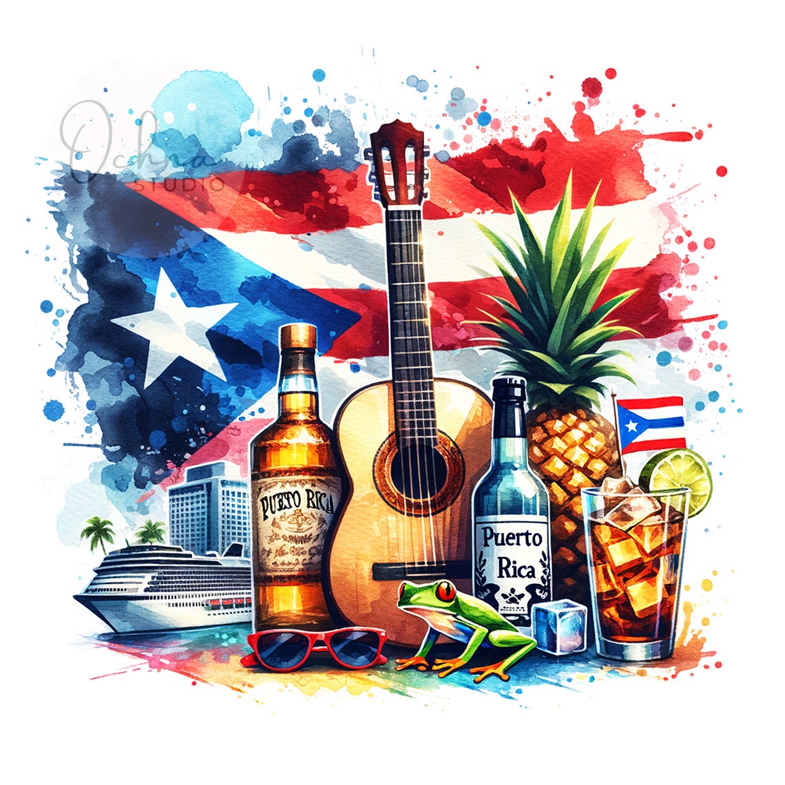 Puerto Rico PNG, Summer Png, Vacation Png, Travel Png, Holiday Png, Caribbean island, T-Shirt Sublimation Design, Digital Download PNG