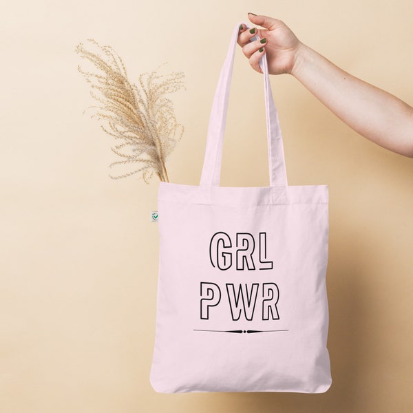 Bio-Fashion-Stoffbeutel | Girl Power Tragetasche | Green Bag | Rosa Tote Bag | Baumwolltasche |Geschenk für beste Freundin |Rosa Stoffbeutel